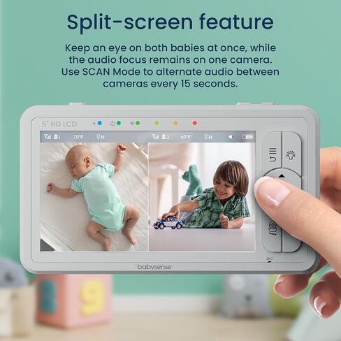 Babysense HDS2 Non-WiFi 5" HD Baby Monitor with Camera and Audio & Bonus WiFi Security Camera with App for Remote Viewing - HDS2&FullPeek in Saudi Arabia
