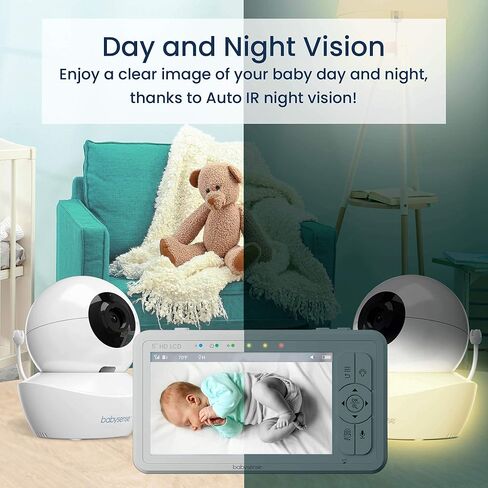 Babysense HDS2 Non-WiFi 5" HD Baby Monitor with Camera and Audio & Bonus WiFi Security Camera with App for Remote Viewing - HDS2&FullPeek in Saudi Arabia