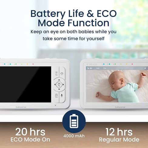 Babysense HDS2 Non-WiFi 5" HD Baby Monitor with Camera and Audio & Bonus WiFi Security Camera with App for Remote Viewing - HDS2&FullPeek in Saudi Arabia