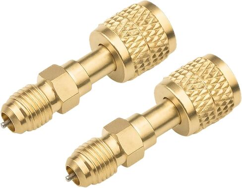 R32 R454B Car Refrigerant Brass Adapter, 2PCS 1/4" Female to1/4" Male Reverse Thread Adapter, Heavy Duty Automotive Mini Split Systems HVAC Quick Connect Fittings, Universal Fit in Saudi Arabia