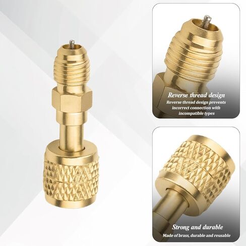 R32 R454B Car Refrigerant Brass Adapter, 2PCS 1/4" Female to1/4" Male Reverse Thread Adapter, Heavy Duty Automotive Mini Split Systems HVAC Quick Connect Fittings, Universal Fit in Saudi Arabia