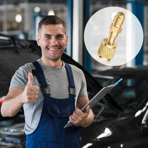 R32 R454B Car Refrigerant Brass Adapter, 2PCS 1/4" Female to1/4" Male Reverse Thread Adapter, Heavy Duty Automotive Mini Split Systems HVAC Quick Connect Fittings, Universal Fit in Saudi Arabia