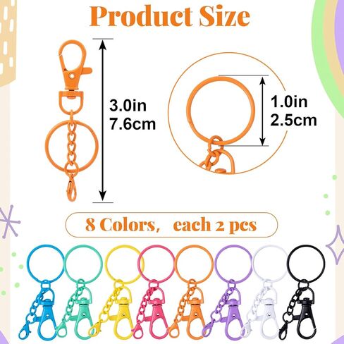 16 Pcs Metal Keychain Clip, Colorful Swivel Snap Hook with Key Rings, Swivel Keychain Hook, Lobster Keychains Clasps for Keychains DIY Crafts (8 Styles) in Saudi Arabia