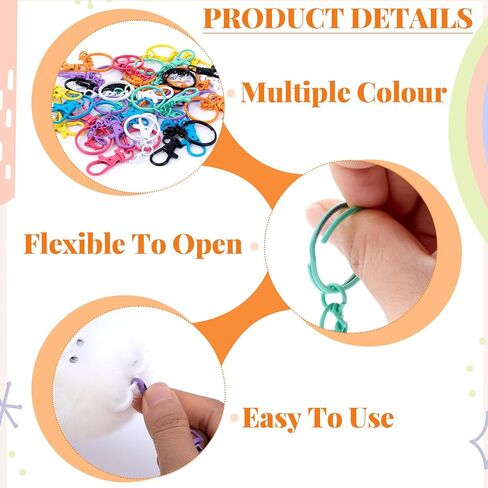 16 Pcs Metal Keychain Clip, Colorful Swivel Snap Hook with Key Rings, Swivel Keychain Hook, Lobster Keychains Clasps for Keychains DIY Crafts (8 Styles) in Saudi Arabia