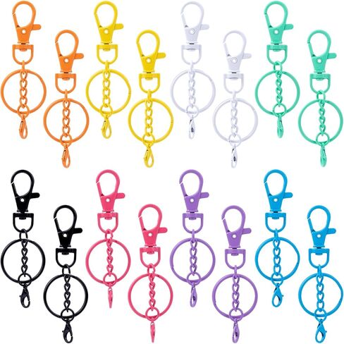 16 Pcs Metal Keychain Clip, Colorful Swivel Snap Hook with Key Rings, Swivel Keychain Hook, Lobster Keychains Clasps for Keychains DIY Crafts (8 Styles) in Saudi Arabia