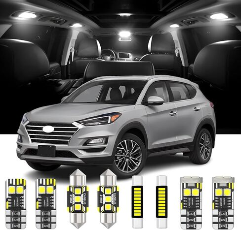 AENVTOL 10 قطع LED مجموعة مصابيح داخلية بديلة لشركة Hyundai Tucson TL NX4 2016 2017 2018 2019 2020 2021 2022 2023 2024 حزمة لمبة LED داخلية بيضاء + ضوء لوحة الترخيص، أداة تثبيت in Saudi Arabia