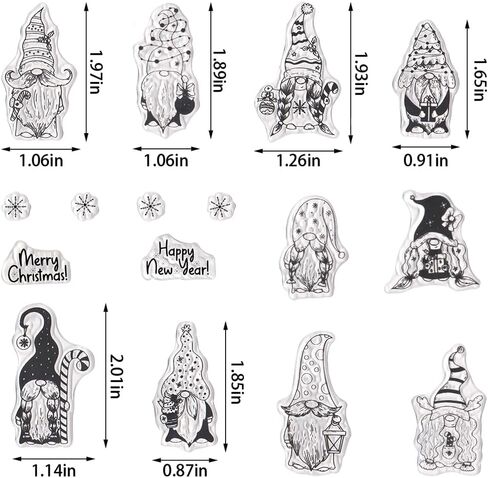 Christmas Clear Stamps for Card Making, Gnomes Snowflake Clear Rubber Stamp Happy New Year Words Stamps for Holiday Card Making Decor DIY Scrapbooking Transparent Album Decor Paper Craft in Saudi Arabia