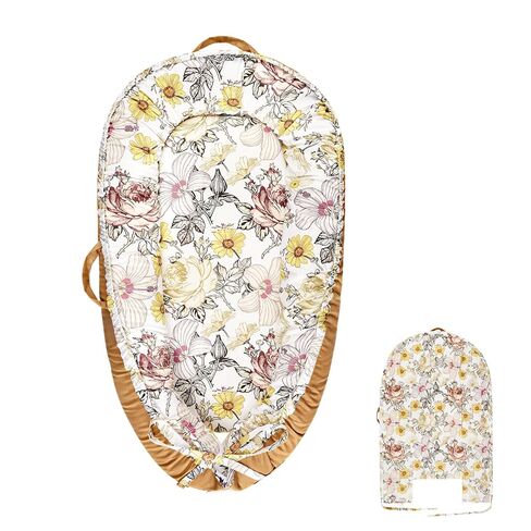 Baby Lounger Cover for Newborn Girls Boys, HNHUAMING 100% Cotton Replaceable Infant Nest Cover, Ultra Soft & Breathable Portable Lounger Slipcover, Covers Only (Floral, Purple) in Kuwait