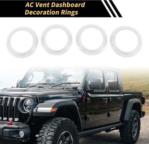 4 Pcs AC Vent Dashboard Decoration Rings for Jeep Wrangler JK JKU 2011-2017 Air Conditioner Air Outlet Vent Cover Ring ABS White in Saudi Arabia