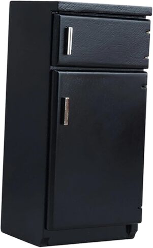 1:12 Scale Dollhouse Kitchen Fridge Freezer, Dining Room Kitchen Simulation Refrigerator Ornaments, Black in Saudi Arabia
