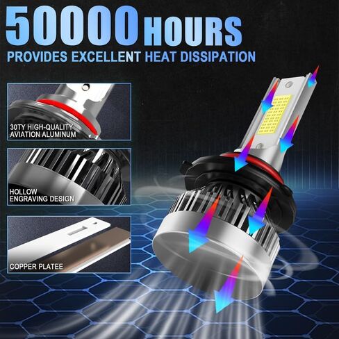 Fit for Chev Silverado 1999 2000 2001 2002 Driving Light Bulbs Combo, 6000k White Bright Output, 600% Enhanced Visibility, Direct Installation, Pack of 4 in Saudi Arabia