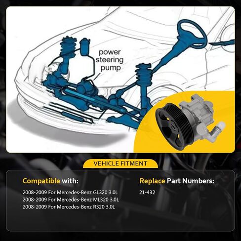 OCPTY Power Steering Pump Compatible with 2008-2009 For Mercedes-Benz GL320 3.0L 2008-2009 For Mercedes-Benz ML320 3.0L 2008-2009 For Mercedes-Benz R320 3.0L 21-432 Power Assist Pump in Saudi Arabia
