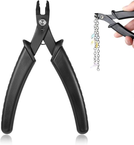 Crimping Tool for Jewelry Making, Crimp Pliers with PVC Handle & Carbon Steel Head, 5 Inch Bead Crimper for DIY Craft, Jewelry Repair (Black, 1 Pcs) in Saudi Arabia
