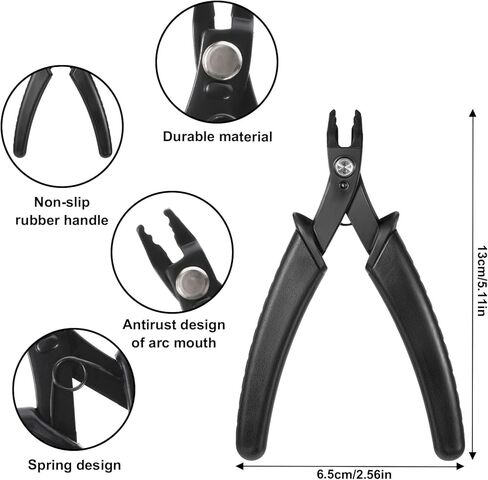 Crimping Tool for Jewelry Making, Crimp Pliers with PVC Handle & Carbon Steel Head, 5 Inch Bead Crimper for DIY Craft, Jewelry Repair (Black, 1 Pcs) in Saudi Arabia