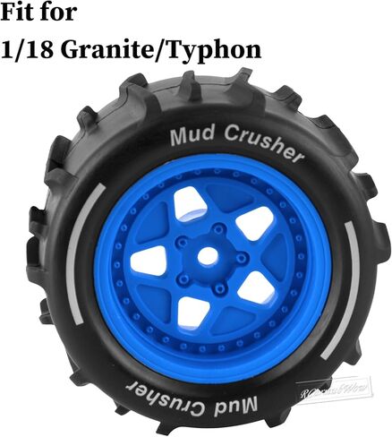 1/18 RC Tires for 1/18 Granite,Typhon RC Car,RC Monster Truck Tire Wheels and Tires All-Terrain Truck Tyres,Red in Saudi Arabia