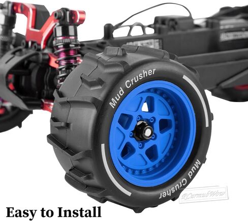 1/18 RC Tires for 1/18 Granite,Typhon RC Car,RC Monster Truck Tire Wheels and Tires All-Terrain Truck Tyres,Red in Saudi Arabia