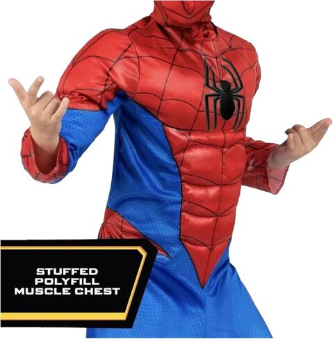أزياء Jazwares SPIDER-MAN Marvel Boys Kids للجنسين للهالوين مع بذلة مبطنة وقناع من القماش in Saudi Arabia