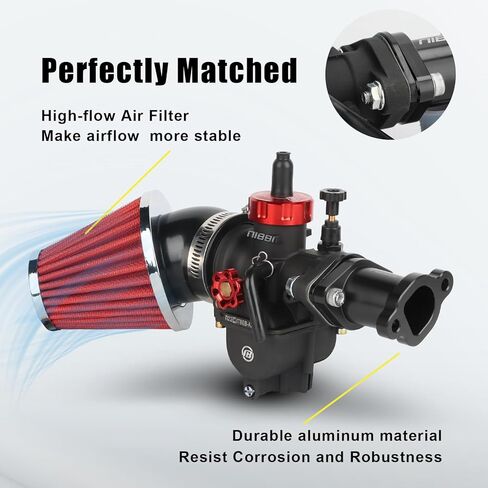 NIBBI Predator 212 Carburetor PE22FL Kit,212 Predator Performance Part Intake Pipe Inlet Manifold For Mini Bike 196cc/212cc/224cc Engine GX160 GX200 with Air Filters (Red) in Saudi Arabia