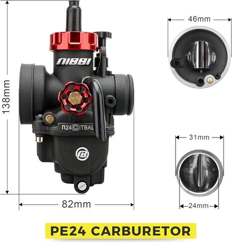 NIBBI Predator 212 Carburetor PE22FL Kit,212 Predator Performance Part Intake Pipe Inlet Manifold For Mini Bike 196cc/212cc/224cc Engine GX160 GX200 with Air Filters (Red) in Saudi Arabia