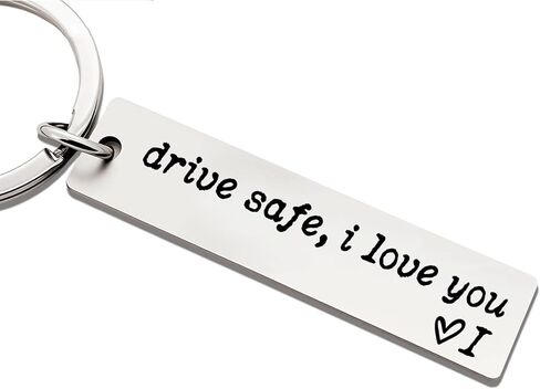 ZEARPT Drive Safe I Love You Keychain، سلسلة مفاتيح أولية للأزواج، سلسلة مفاتيح من الفولاذ المقاوم للصدأ، للزوج، الصديق، الابن، له، هدايا الزفاف الأولية المخصصة (الأولي أ) in Kuwait