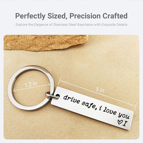 ZEARPT Drive Safe I Love You Keychain، سلسلة مفاتيح أولية للأزواج، سلسلة مفاتيح من الفولاذ المقاوم للصدأ، للزوج، الصديق، الابن، له، هدايا الزفاف الأولية المخصصة (الأولي أ) in Kuwait