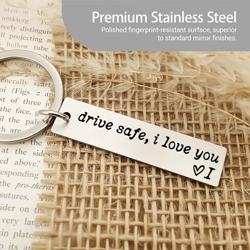 ZEARPT Drive Safe I Love You Keychain، سلسلة مفاتيح أولية للأزواج، سلسلة مفاتيح من الفولاذ المقاوم للصدأ، للزوج، الصديق، الابن، له، هدايا الزفاف الأولية المخصصة (الأولي أ) in Kuwait