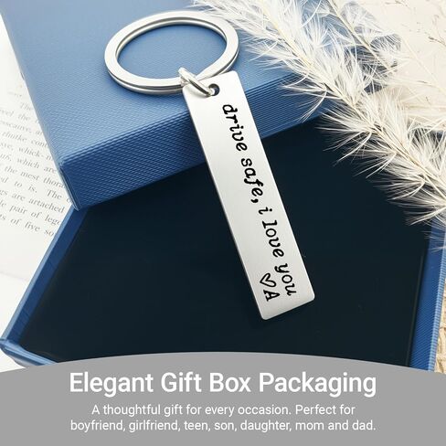 ZEARPT Drive Safe I Love You Keychain، سلسلة مفاتيح أولية للأزواج، سلسلة مفاتيح من الفولاذ المقاوم للصدأ، للزوج، الصديق، الابن، له، هدايا الزفاف الأولية المخصصة (الأولي أ) in Kuwait