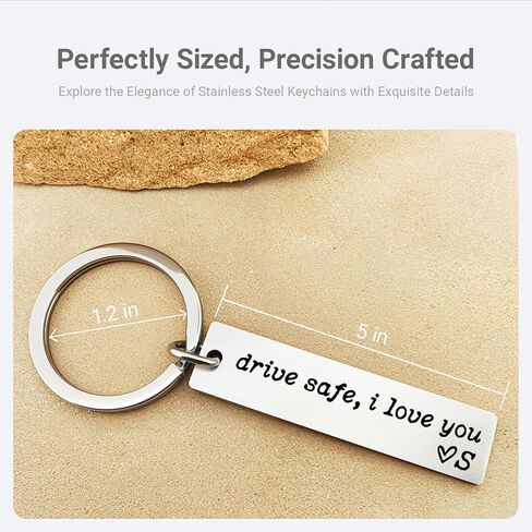 ZEARPT Drive Safe I Love You Keychain، سلسلة مفاتيح أولية للأزواج، سلسلة مفاتيح من الفولاذ المقاوم للصدأ، للزوج، الصديق، الابن، له، هدايا الزفاف الأولية المخصصة (الأولي أ) in Saudi Arabia