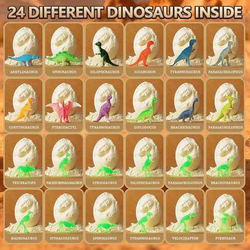 Dinosaur Eggs Toys Dig Kit, 24 Dino Eggs, Dinosaur Toy for Kids, Primal Hatch Dinosaur Eggs for Birthday and Easter Gift, for Boys Girls Age 3+ in Saudi Arabia