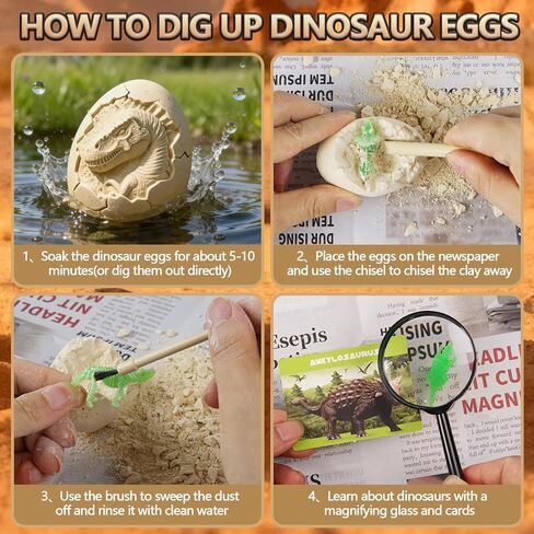 Dinosaur Eggs Toys Dig Kit, 24 Dino Eggs, Dinosaur Toy for Kids, Primal Hatch Dinosaur Eggs for Birthday and Easter Gift, for Boys Girls Age 3+ in Saudi Arabia