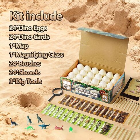 Dinosaur Eggs Toys Dig Kit, 24 Dino Eggs, Dinosaur Toy for Kids, Primal Hatch Dinosaur Eggs for Birthday and Easter Gift, for Boys Girls Age 3+ in Saudi Arabia
