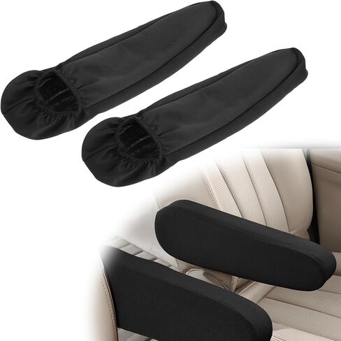 Yolev 4 Pcs Arm Rest Covers Armrest Covers Cloth Fabric Universal Size Car Front Seat for Car Armrest Protectors Replacement Fit for SUV Truck Cars Interior Accessories Black 2 Pairs in Saudi Arabia