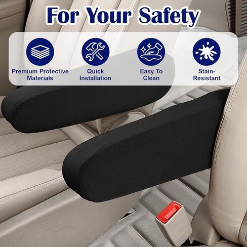 Yolev 4 Pcs Arm Rest Covers Armrest Covers Cloth Fabric Universal Size Car Front Seat for Car Armrest Protectors Replacement Fit for SUV Truck Cars Interior Accessories Black 2 Pairs in Saudi Arabia