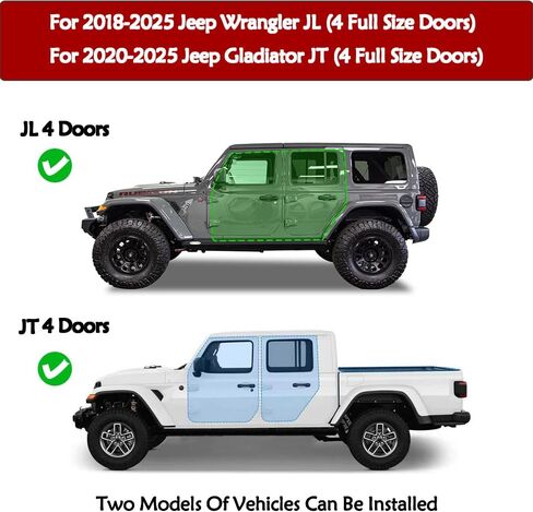 4PC Running Boards Compatible with 2018-2025 Jeep Wrangler JL 4-Door (Not Fit JK), 2020-2025 Jeep Gladiator JT, Heavy-Duty Carbon Steel, Non-Slip Crew Cab Side Steps, Support Up to 700 LBS in Saudi Arabia
