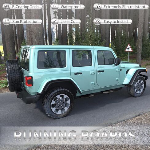 4PC Running Boards Compatible with 2018-2025 Jeep Wrangler JL 4-Door (Not Fit JK), 2020-2025 Jeep Gladiator JT, Heavy-Duty Carbon Steel, Non-Slip Crew Cab Side Steps, Support Up to 700 LBS in Saudi Arabia
