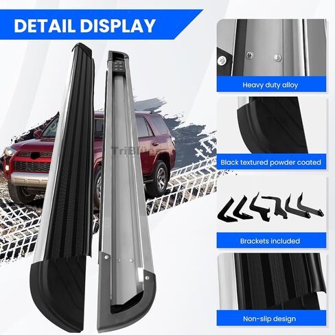 5-inch (Black Aluminum Powder Coated Flat Style) Running Boards Side Bars Side Steps Compatible with Toyota 4Runner 2010-2016 Trail & 2017-2024 TRD Off-Road & 2014-2024 SR5 in Saudi Arabia
