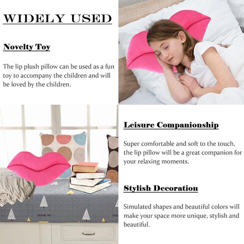 zhidiloveyou Lip Pillow Pink Plush Toy Smiley Face Pillow Soft Decorative Cushion, 23.6 inch in Saudi Arabia