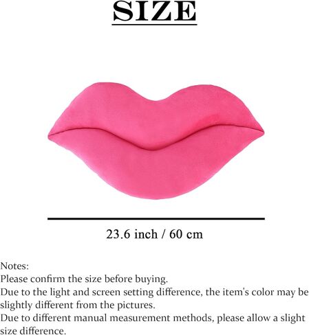 zhidiloveyou Lip Pillow Pink Plush Toy Smiley Face Pillow Soft Decorative Cushion, 23.6 inch in Saudi Arabia