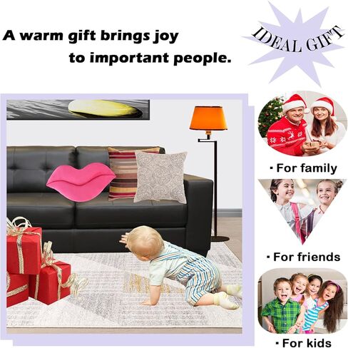 zhidiloveyou Lip Pillow Pink Plush Toy Smiley Face Pillow Soft Decorative Cushion, 23.6 inch in Saudi Arabia