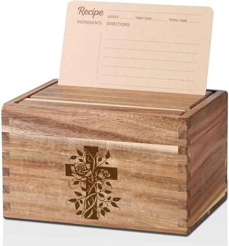 InnoBeta Christian/Christ/Religious Gifts Recipe Box, Gifts Recipe Card Holder Box with 50 4x6 inch Recipe Cards, 10 Dividers, Recipe Organizer with Cross in Saudi Arabia