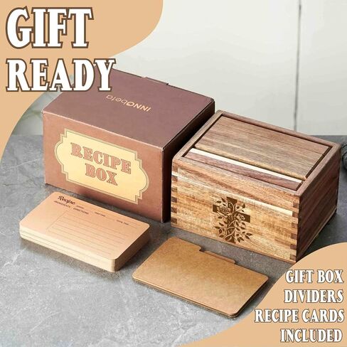 InnoBeta Christian/Christ/Religious Gifts Recipe Box, Gifts Recipe Card Holder Box with 50 4x6 inch Recipe Cards, 10 Dividers, Recipe Organizer with Cross in Saudi Arabia