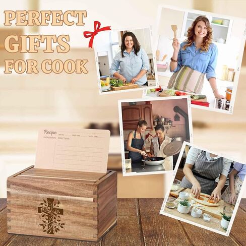 InnoBeta Christian/Christ/Religious Gifts Recipe Box, Gifts Recipe Card Holder Box with 50 4x6 inch Recipe Cards, 10 Dividers, Recipe Organizer with Cross in Saudi Arabia
