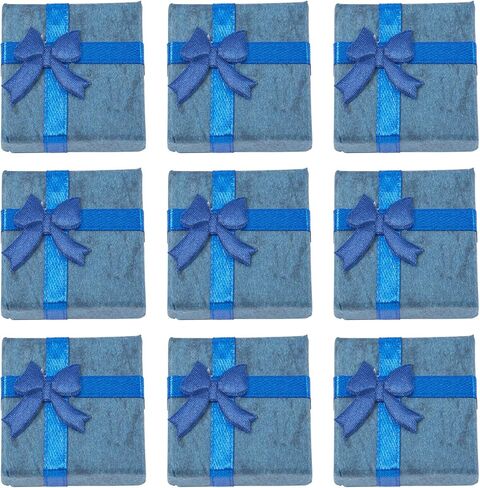 12 Pcs Blue Square Jewelry Gift Boxes 1.6x1.65x1.02 Inch Cardboard Present Jewelry Boxes with Bowknot Earring Necklace Rings Small Packing Box for Jewelry Display in Saudi Arabia