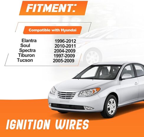 مجموعة أسلاك توصيل الإشعال تناسب Hyundai Elantra 1996-2012، Soul 2010-2011، Spectra 2004-2009، Tiburon 1997-2009، Hyundai Tucson 2005-2009، استبدل رقم OE 27501-23A00، 55801، 671-4239 in Saudi Arabia