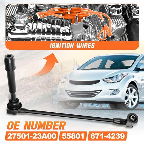 مجموعة أسلاك توصيل الإشعال تناسب Hyundai Elantra 1996-2012، Soul 2010-2011، Spectra 2004-2009، Tiburon 1997-2009، Hyundai Tucson 2005-2009، استبدل رقم OE 27501-23A00، 55801، 671-4239 in Saudi Arabia