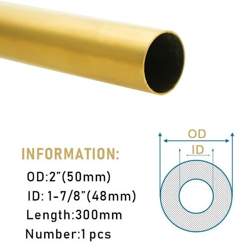 H62 1/2"(12.5mm) OD Brass Tube 0.5mm Wall × 300mm Length Brass Tubing Seamless Round Tubing, 1Pcs in Kuwait