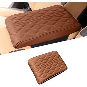 Car Center Console Cover, Leather Waterproof Vehicle Armrest Box Pad, Memory Cotton Comfortable Automotive Interior Seat Box Cushion Protector Accessories, Universal for Most Cars (Brown) in Saudi Arabia