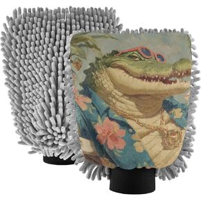 AIXIWAWA Tropical Crocodile Print Car Wash Mitt Washing Glove Scratch Free Water Absorbent 2 Pack Large in Saudi Arabia