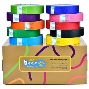 Masking Tape with Dispenser Includes 10 Rolls Colored Maker Tape 1" x 60 Yard, 600 Total Yards Arts and Crafts Tape Multi-Use Labeling, Classroom,Education, Office, Home in Saudi Arabia