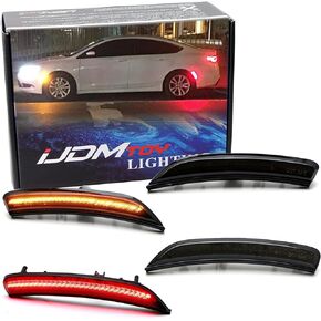 iJDMTOY عدسة مدخنة كهرمان/أحمر كامل LED مجموعة إضاءة جانبية لقوس العجلة متوافقة مع 2015-2017 كرايسلر 200، مدعومة بإجمالي 180-SMD LED، استبدل مصابيح العلامات الجانبية OEM in Saudi Arabia
